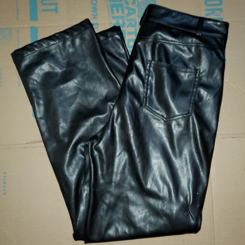 Chic Black Faux Leather Trousers